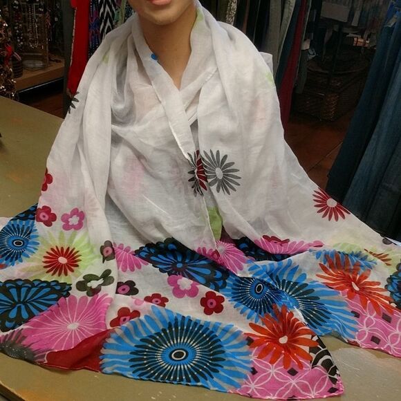 Tickled pink long large scarf/ cover up/ sarong - Picture 1 of 7